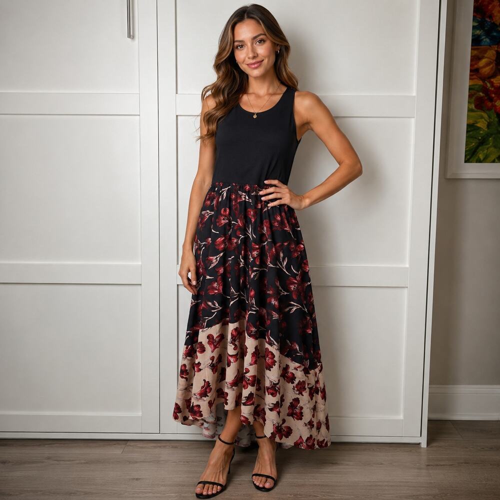 Hutch x Anthropologie High-Low Floral Sleeveless Maxi Dress. Size L. Ret. $198